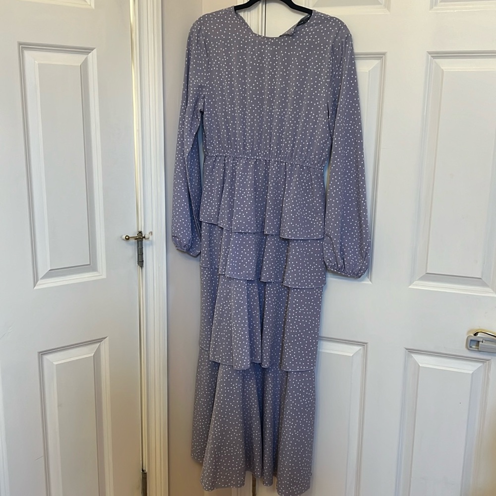 Long sleeve modest ruffle dress